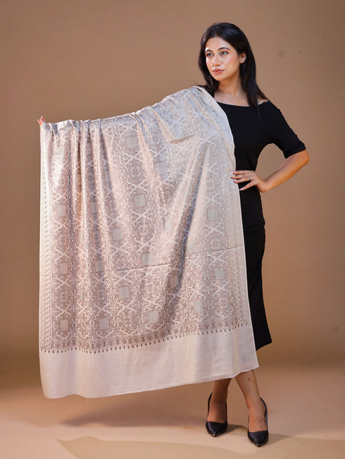 Women's Pure Wool Faux Pashmina Aari Embroidery Shawl